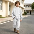 thumbnail image 5 of Jalioing Mock Neck Sweatshirt for Kids Casual Fashion Solid Color Long Sleeve Pullover Fall Winter Tops for Boys Girls, 5 of 9