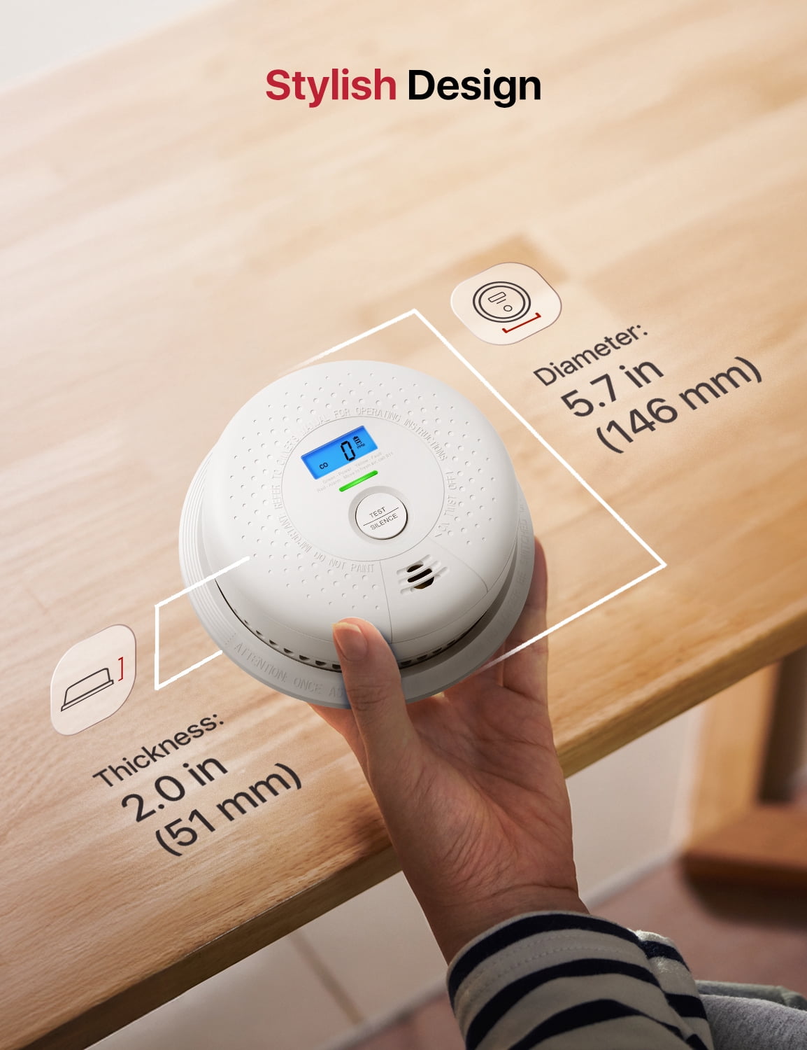 X-Sense Smoke and Carbon Monoxide Detector Combo, 10-Year Sensor