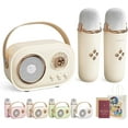thumbnail image 1 of Vivamic Portable Kids Karaoke Fun Set, Viva Mic Portable Microphone, Mini Karaoke Machine with 2 Wireless Microphones Voice Changer for Home and Outdoor Entertainment (Dual,Off-White), 1 of 8