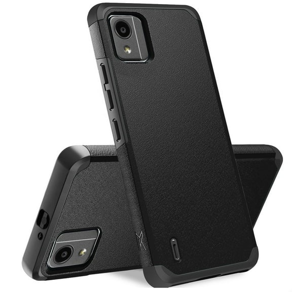 For Nokia C110 Ultra Slim Fit Tough Strong Protection Shock Absorption Hybrid Dual Layer Hard PC   TPU Rubber Armor Cover ,Xpm Phone Case [ Black ]