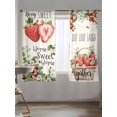 thumbnail image 5 of Sheer Curtains 72 Inches Long 2 Panels Set for Bedroom, Strawberry Semi Sheer Curtains for Windows, Summer Fruits Green Botanical Floral Voile Window Treatments Rod Pocket Curtain, 5 of 7