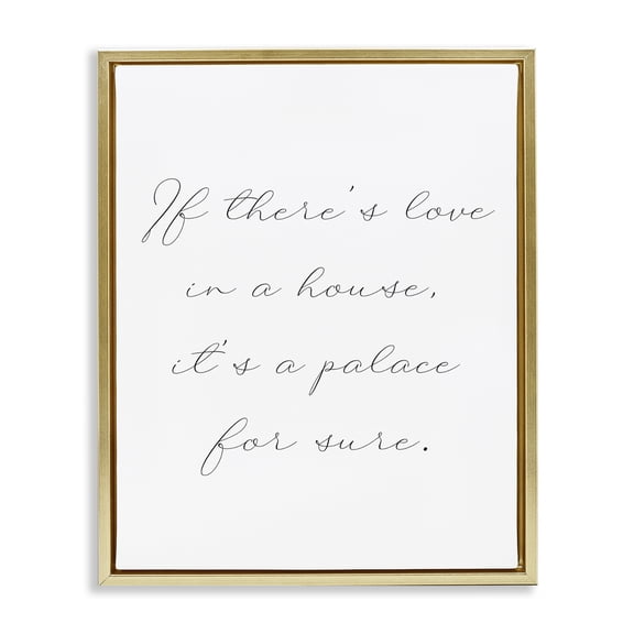 Stupell Industries Cottage Minimal Love In A House Gold Floating Frame Canvas Art, 17 x 21, by Lil' Rue