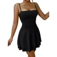 thumbnail image 3 of Party Solid Color Spaghetti Strap Dress for Summer Black XS, 3 of 7