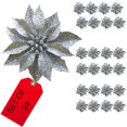 thumbnail image 2 of Banberry Designs Adornos Navideños De Flores De Pascua – Juego De 24 Clips De Pascua Con Purpurina Plateada – Cada Uno Mide 4 Pulgadas De Profundidad – Decoraciones Navideñas – Accesorios Florales Dec, 2 of 4