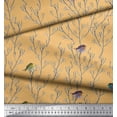thumbnail image 3 of Soimoi Orange Rayon Fabric Branch & Flycatcher Bird Print Sewing Fabric Yard 42 Inch Wide, 3 of 3