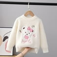 thumbnail image 2 of SERTG Girls Fashionable Pullover Knit Sweater Thickening Warm Comfortable Tops with Cute Pattern for Children 3-7 Years(Beige,6 Years), 2 of 3