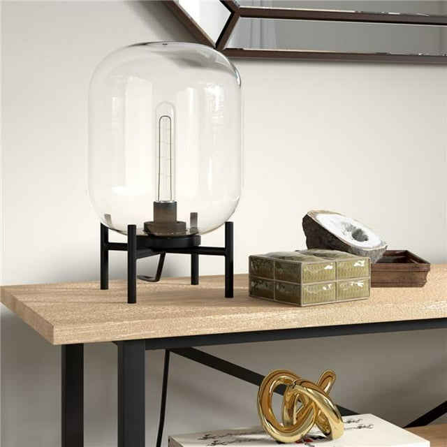 Henn & Hart TL0215 Edison Clear Glass Globe & Blackened Bronze Table Lamp