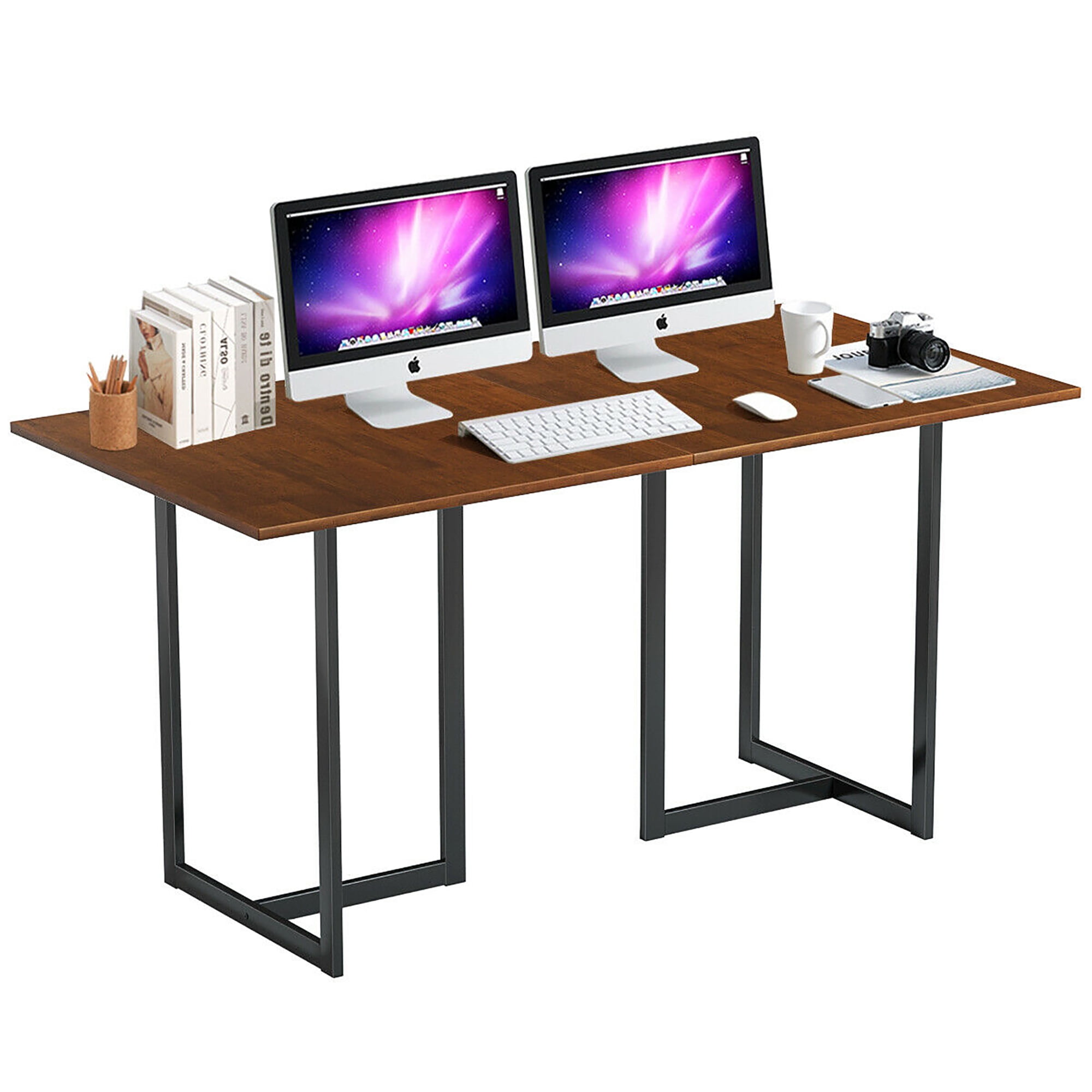 Costway 60'' Computer Desk Large Office Desk Study Workstation w/ Wood