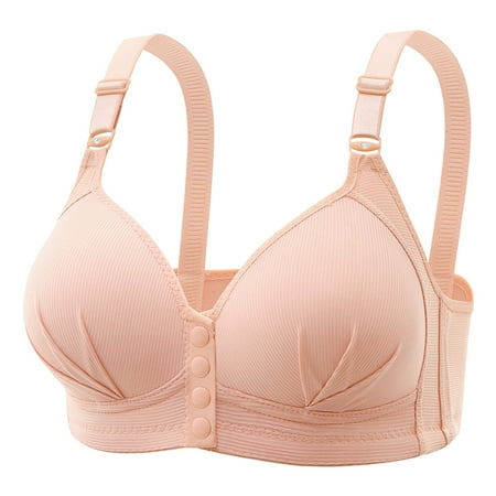 DJskiyers Tshirt Bras for Women Full Coverage Plus Size Bra Seamless Front Close Bralette Fashion Adjustable Straps Bra Button No Underwire Bras