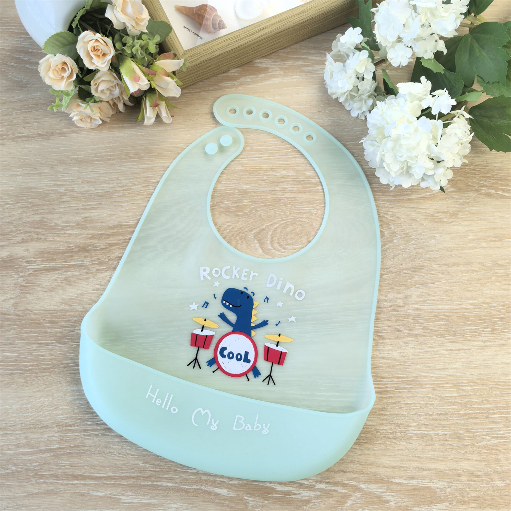 GOLDCOLIN Set of 3 Silicone Bibs for Babies & Toddlers,Soft Adjustable Bibs with Pocket Food Catcher for Baby Girl,Boy