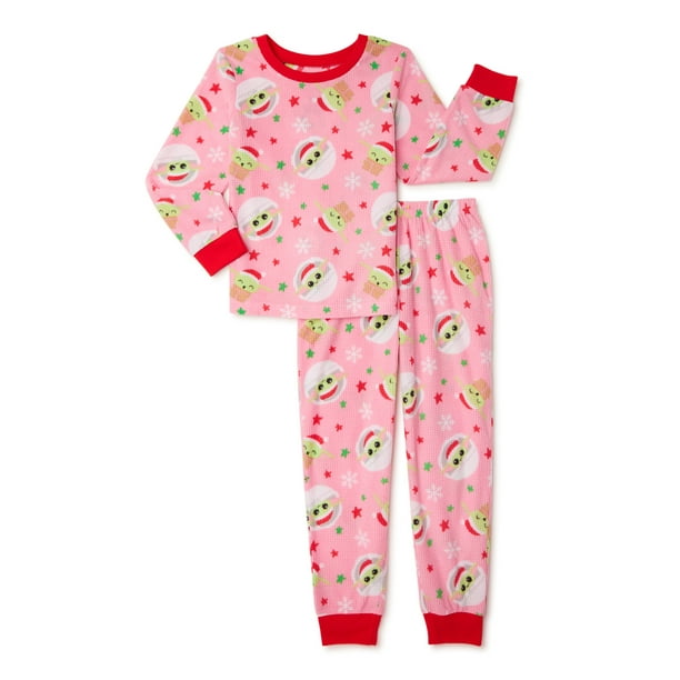 Star Wars Baby Yoda Girls' Long Sleeve Christmas Pajamas, 2Piece Set