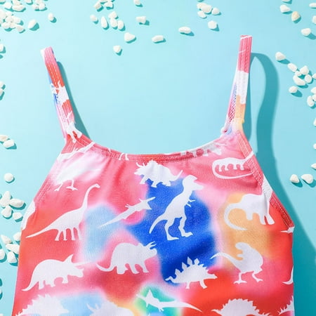 

Gubotare Toddler Girls Sleeveless Dinosaur Printing Beach Bathing Suit Girls Swimwear Swimsuit Youth Girls Swimsuit Pink 3-4 Years