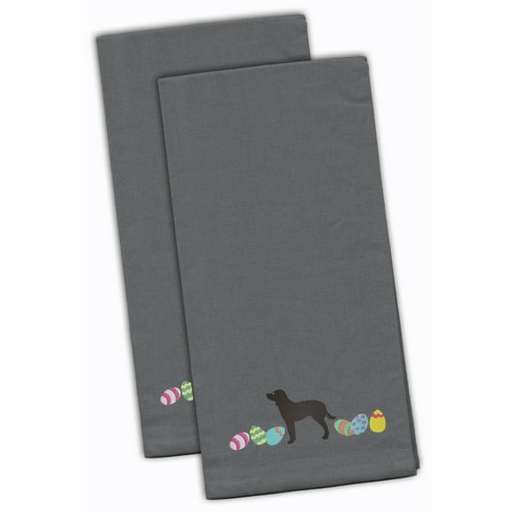 American Water Spaniel Easter Gray Embroidered Towel Set of 2