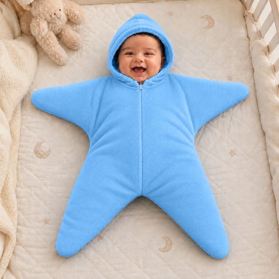 Baby Starfish Onesie, Cozy Star Swaddle Bag, Soft One Piece Romper, Fall Winter Warm Outfits