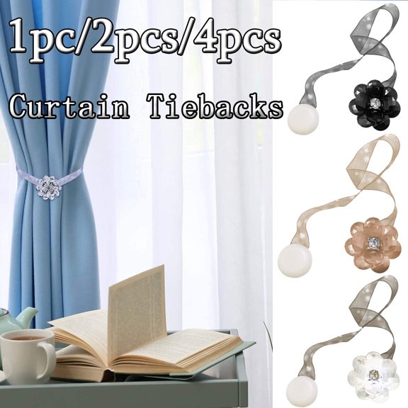 LINASHI 1pc/2pcs/4pcs Fashion Floral Curtain Tiebacks Style Decorative Drapery Holdbacks Rope Holder for Home, Office