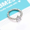 thumbnail image 3 of 14 Karat White Gold Teardrop Solitaire Sparkle Multi-Gem Seamless Clicker Hoop Ring, 3 of 4