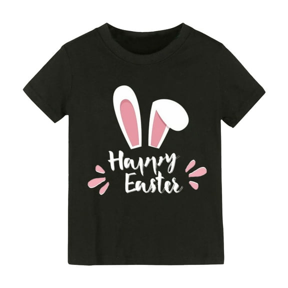 EnJoCho Kids Cute Tops Toddler Girls Cartoon Rabbit T Shirt Easter Bunny Tee Tops Kids Girl Boys Short Sleeve Crewneck Letter Print Top Summer Daily Playwear