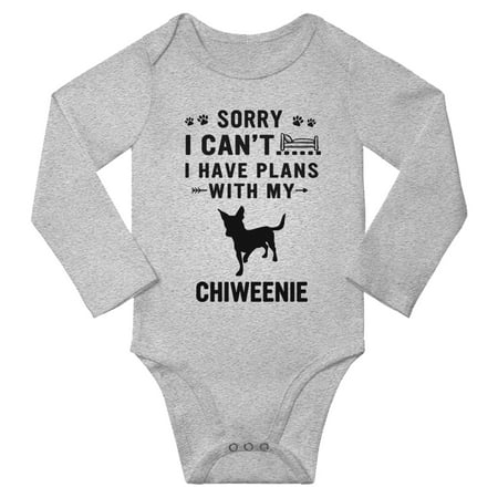 

Sorry I Can t I Have Plans With My Chiweenie Baby Long Sleeve Jumpsuits (Gray 12-18 Months)