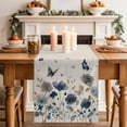 thumbnail image 2 of Table Runner 70 Inches Long for Kitchen Dining, Blue Floral Dresser Scarf Farmhouse, Dining Table Decorations for Wedding/Parties, Spring Watercolor Flowers Butterflies Beige 13 x 70 In, 2 of 8