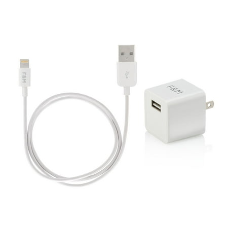 Apple MFI Certified Lightning 2.4A 12W Cube Wall Charger with 2ft Long Lightning USB Cable Apple MFI Certified Lightning 2.4A 12W Cube Wall Charger with 2ft Long Lightning USB Cable