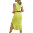 thumbnail image 5 of USSUMA Dress for Women Wedding Guest, Womens Sexy 2 Piece Midi Dress Outfits Sleeveless Stretch Waist Tank Crop Top Bodycon Skirts Set, 5 of 8