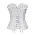 thumbnail image 3 of LEKDFST White Lace Corset Tops for Women Floral Renaissance Lace Up Boned Overbust Corset Bustier M, 3 of 4