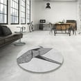 thumbnail image 3 of Ahgly Company Indoor Round Patterned Platinum Gray Area Rugs, 3' Round, 3 of 6