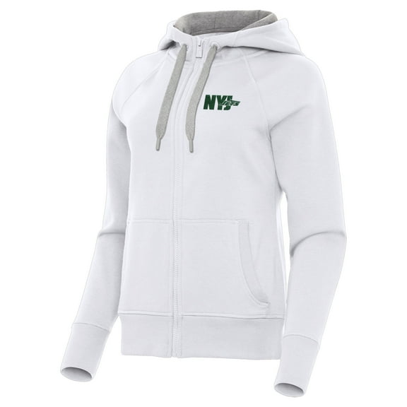 Women's Antigua  White New York Jets Victory Full-Zip Hoodie