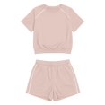 thumbnail image 5 of Likimi 2 Piece Sets For Women Solid Color Summer Short Sleeve Crew Neck Top With Shorts Comfortable Soft Outfit Set Beige Size L, 5 of 5