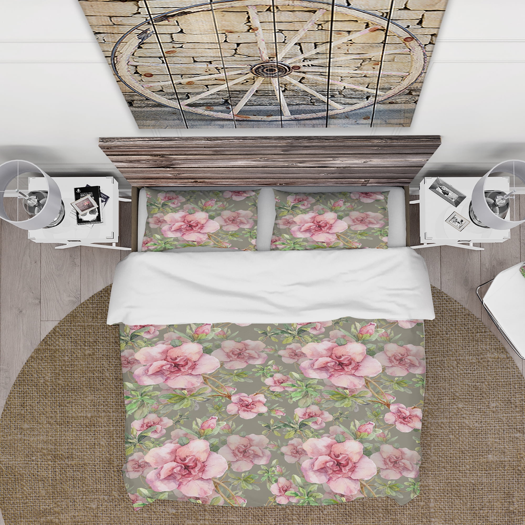 Designart 'Pink Blossoming Flower' Floral Duvet Cover Set