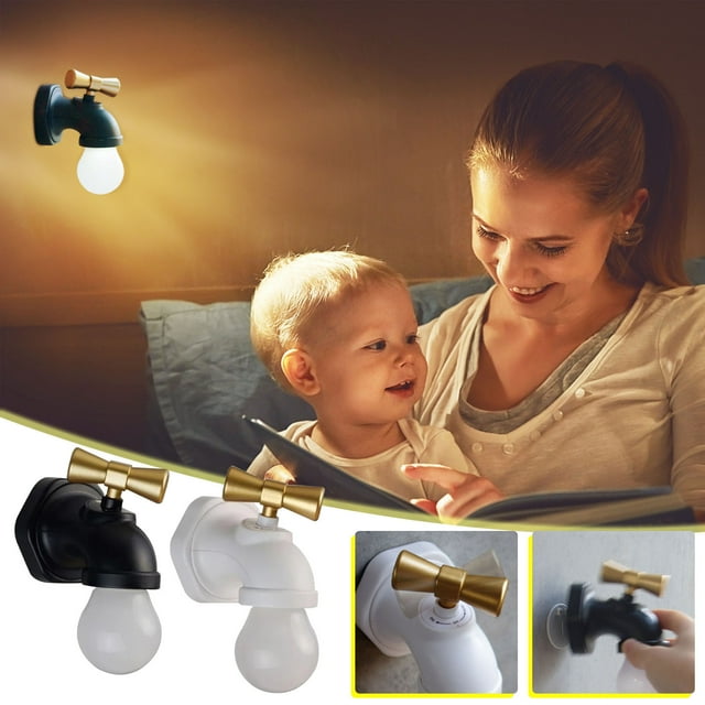 Xihbxyly Lámpara de Noche con Grifo, Luz Led Recargable Por Usb, Sensor de Sonido, Protección Ocular para Dormitorio, Decoración Práctica, Bajo Consumo, Fácil Instalación, Tamaño 10 X 6 X 8 Cm