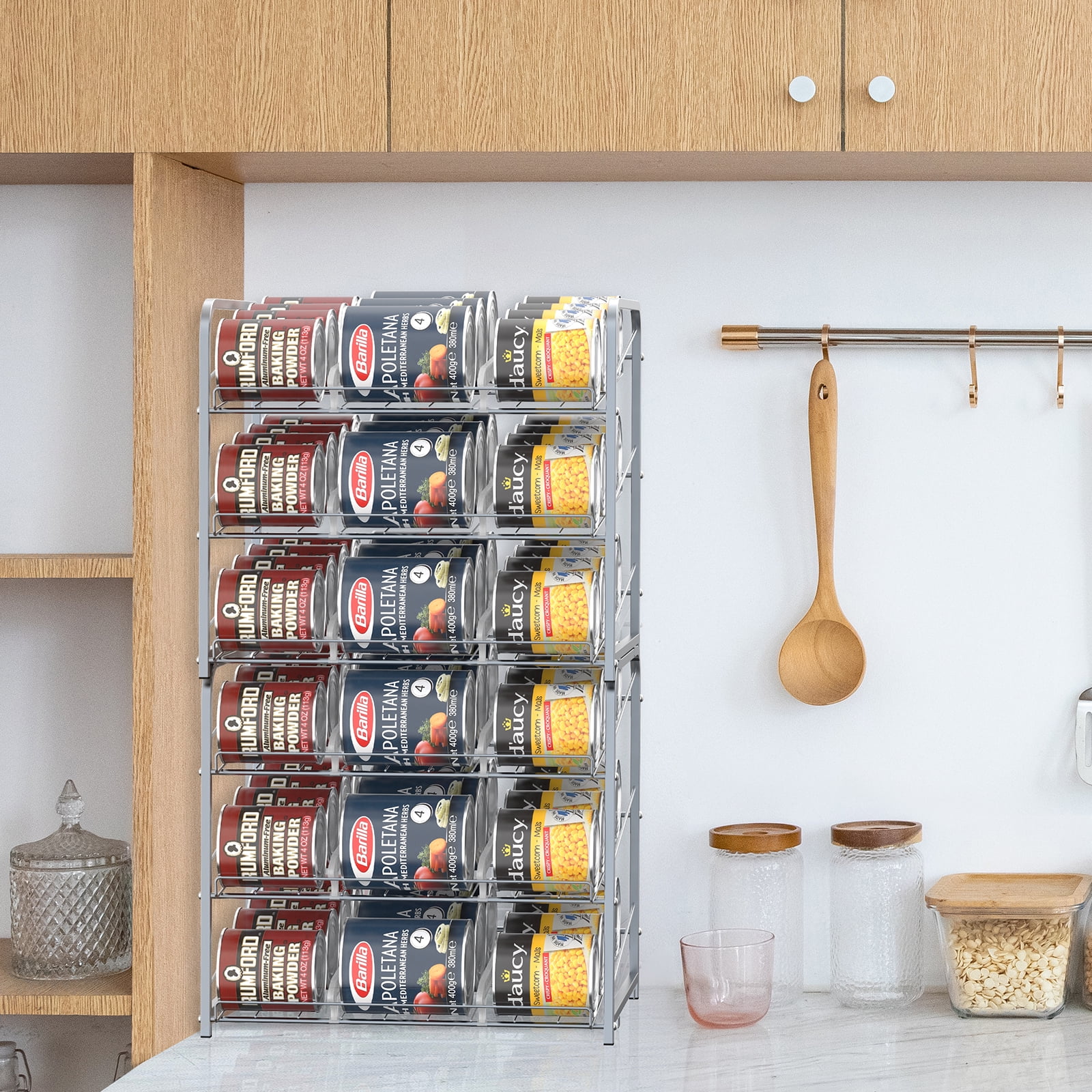 2 Pack 3-Tier Stackable Can Rack Organizer Storage Soda Cola Holder, Silver