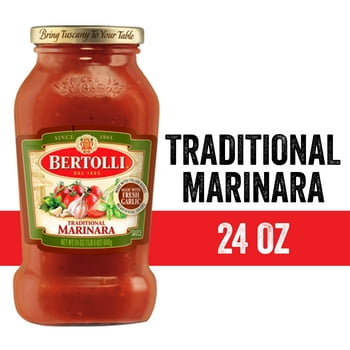 Bertolli Traditional Marinara Sauce with Italian s and Fresh Garlic, Authentic Tuscan Style Pasta Sauce Made with Vine-Ripened Tomatoes, 24 OZ