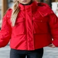 thumbnail image 2 of Solid Color Long Sleeve Puffer Coat with Hood and 2 Pockets for Women, 2 of 6