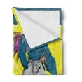 thumbnail image 2 of Anime Soft Flannel Fleece Blanket, Manga Style Girl Samurai Warrior Character on Abstract Background in Yellow and Blue, Cozy Plush for Indoor and Outdoor Use, 50" x 60", Multicolor, by Ambesonne, 2 of 5