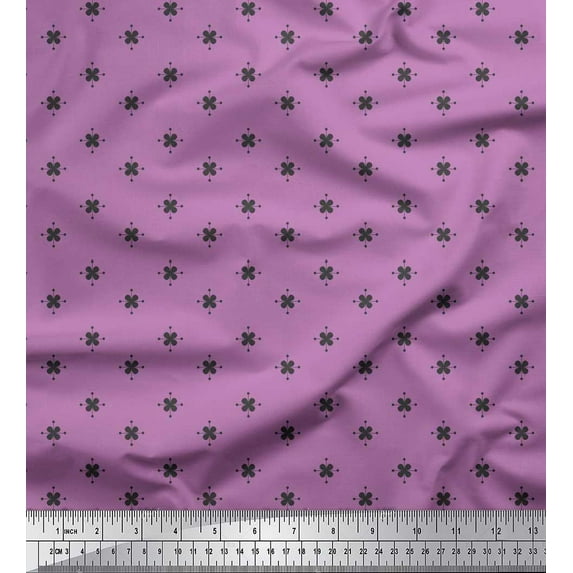 Soimoi Cotton Cambric Fabric Artistic Floral Shirting Printed Fabric 1 Yard 42 Inch Wide