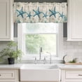 thumbnail image 2 of Nautical Starfish Valances for Windows, Rod Pocket Kitchen Valance Curtains - Soft & Washable Small Window Treatment for Living Room, Bathroom, Ocean Navies Coral Shell 54x18inch, 1 Panel, 2 of 9