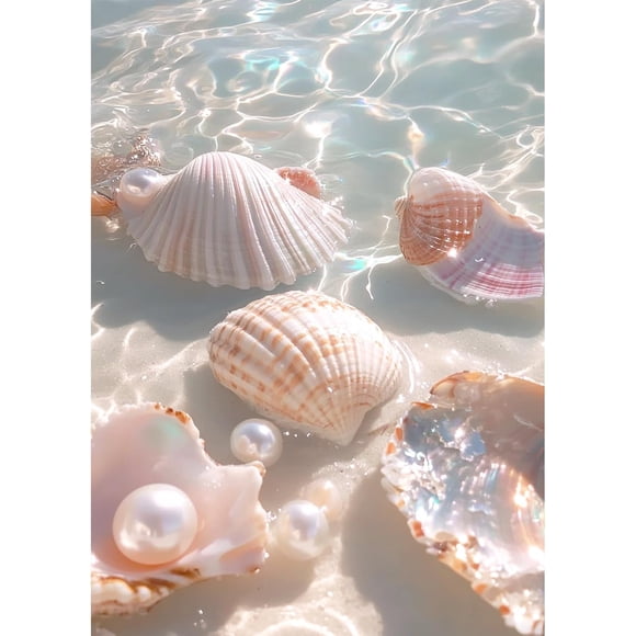 Kit de Peinture au Diamant à Thème Coquillage (pour Adultes); Kit d'Artisanat d'Art de Gemmes pour Déco Murale de la Maison; Bricolage Art de Gemmes en Coquillage de Cristal - le Choix Parfait pour la Détente. Taille : 12 x 16 Pouces.,Multicolore