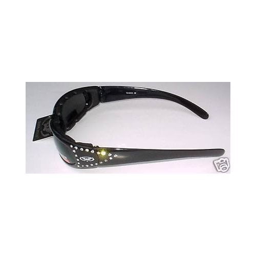 Global Vision Marilyn 3 Women's Ladies Padded Motorcycle Sunglasses Black Studded Frames + Smoke Lenses