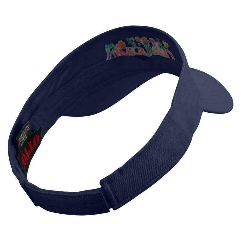 Grandma with Flowers Embroidered Cotton Twill Sun Visor - Navy