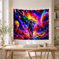 thumbnail image 5 of Mountain Lake Solitary with Astronaut Standing Jagged Rocky, Mystical Fantasy for Space Lovers, Galaxy Room Decor, Graduation Gift, Tapestry Wall Hanging for Bedroom and Dorm, 5 of 7