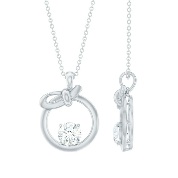 Rosec Jewels Lab Created Diamond Circle Necklace (1 Ct, 6 MM, EF-VS Grade, with Chain) - Ready to Gift, 925 Sterling Silver