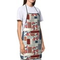 thumbnail image 4 of Easygdp Patchwork In Country Style Apron Waterdrop Resistant with 2 Pockets,Oil Resistant Cooking Kitchen Chef Apron for Women Men, 4 of 7