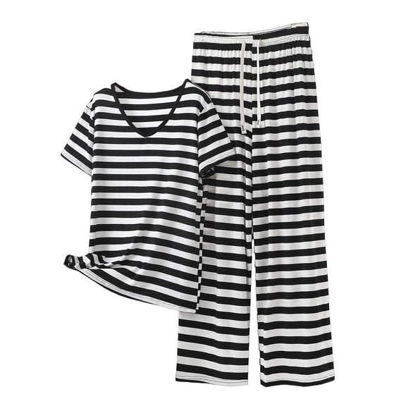 Enjoytime Summer Outfits for Women Striped Short Sleeve Crewneck Tops with Shorts Two Piece Sets Plus Size Fashion Casual Sweatsuit