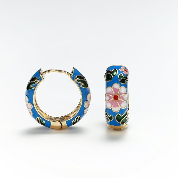 Fashion Enamel Flower Huggie Hoop Earrings for Women Vintage Boho Circle Small Earrings Statement Jewelry