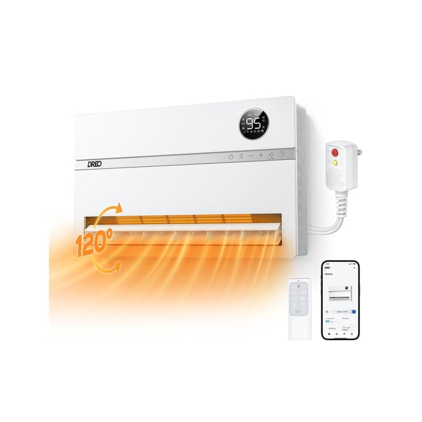 Calentador de pared Dreo 1500W para baño con enchufe ALCI de oscilación de 120°
