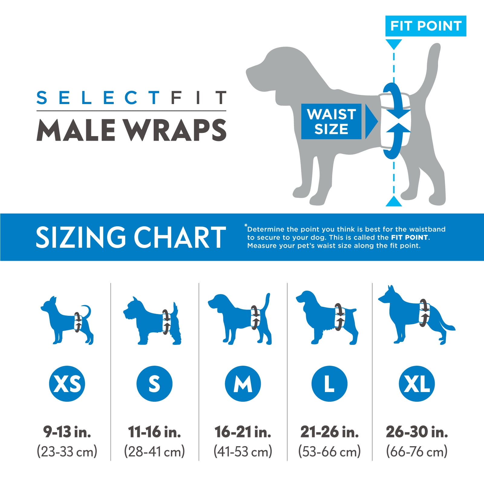 20ct Paw Inspired Select Fit Disposable Male Diapers, Belly Bands Wraps with Wetness Indicator and Extended Absorbent Core (X-Large)