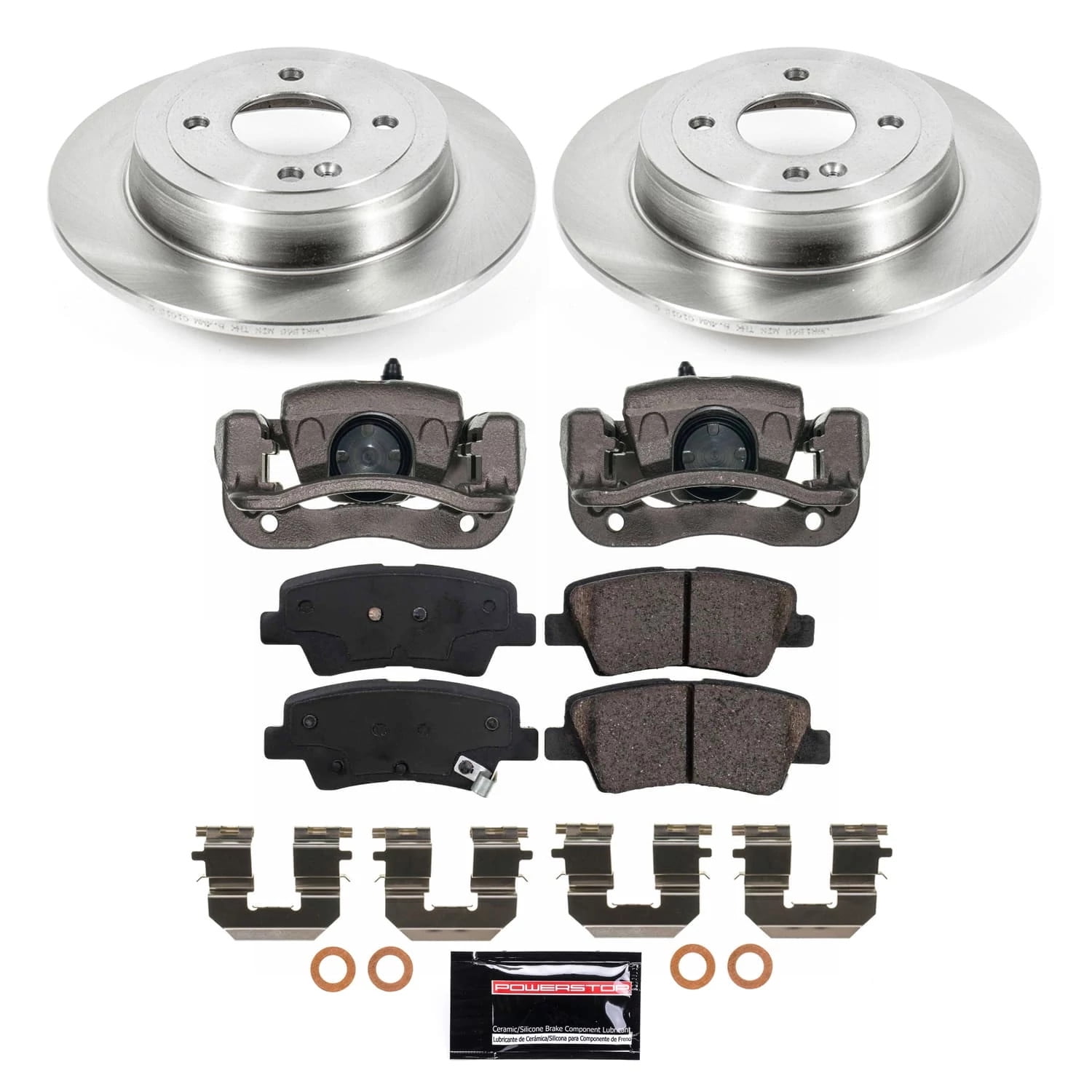 PowerStop Rear Stock Replacement Brake Pad and Rotor Kit with Calipers Fits: KIA Select Models KCOE6507A