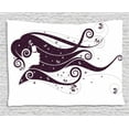 thumbnail image 1 of Girls Tapestry, Abstract Portrait of a Fantasy Girl with Long Fly-Away Hair and Butterflies, Wall Hanging for Bedroom Living Room Dorm Decor, 80W X 60L Inches, Eggplant and White, by Ambesonne, 1 of 2