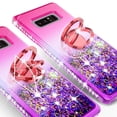 thumbnail image 5 of SOGA Rhinestone Glitter Bling Liquid Floating QuickSand Cute Phone Case Compatible for Samsung Galaxy Note 8 Case with Embedded Metal Ring for Magnetic Car Mounts Include Lanyard - Pink on Purple, 5 of 5